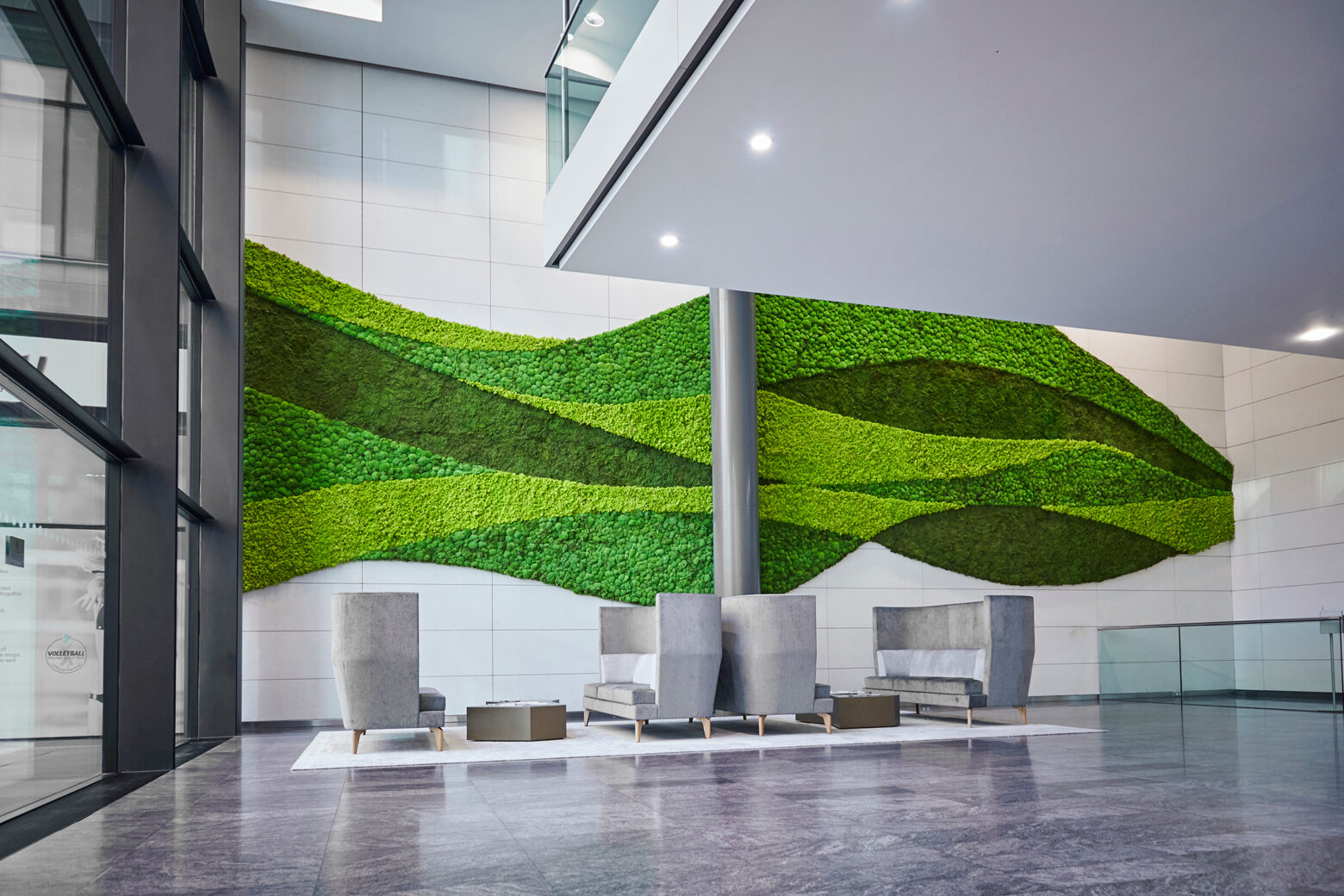 Green-toned workspace grid representing seating and monitor zones